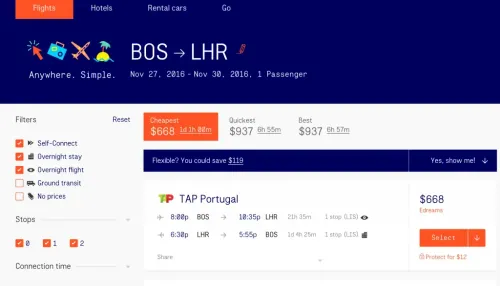 Dohop flight price